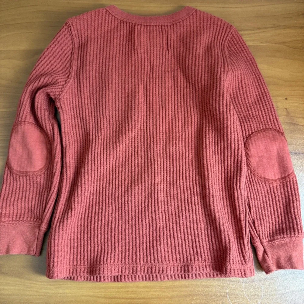 SALE Old Navy Waffle Knit Pocket‎ Long Sleeve Shirt Elbow Patches Rust 5T